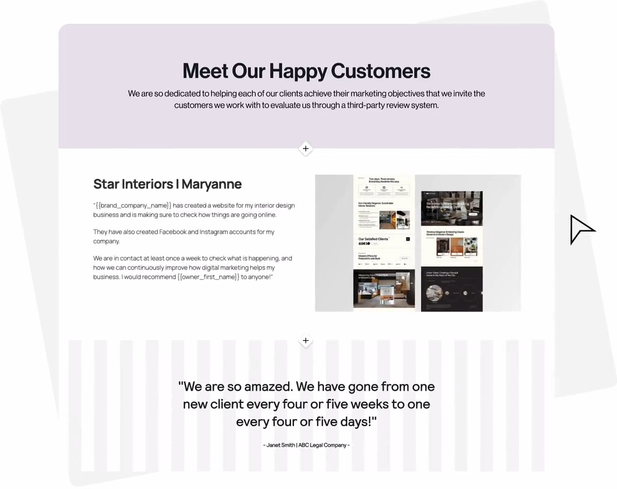 Customer testimonials section